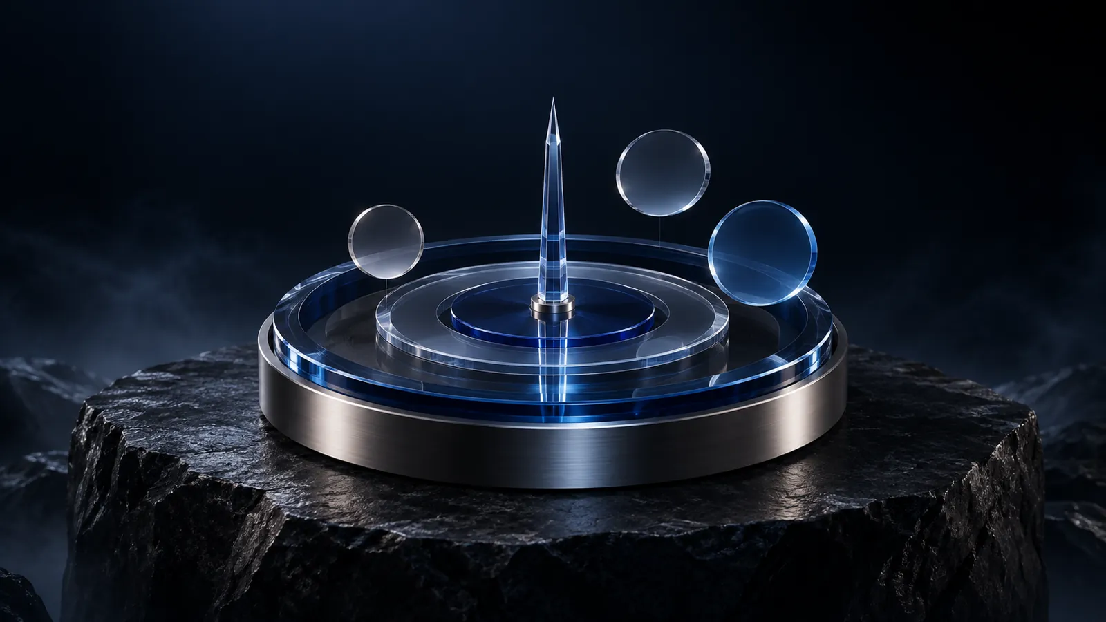 Instrument de mesure en verre bleu avec des anneaux concentriques.
