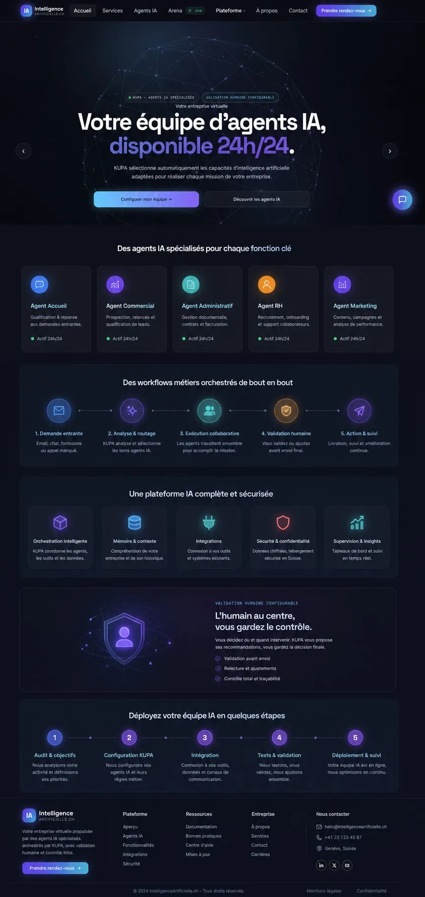 Page d’accueil d’IA Intelligence Artificielle, agents IA pour PME