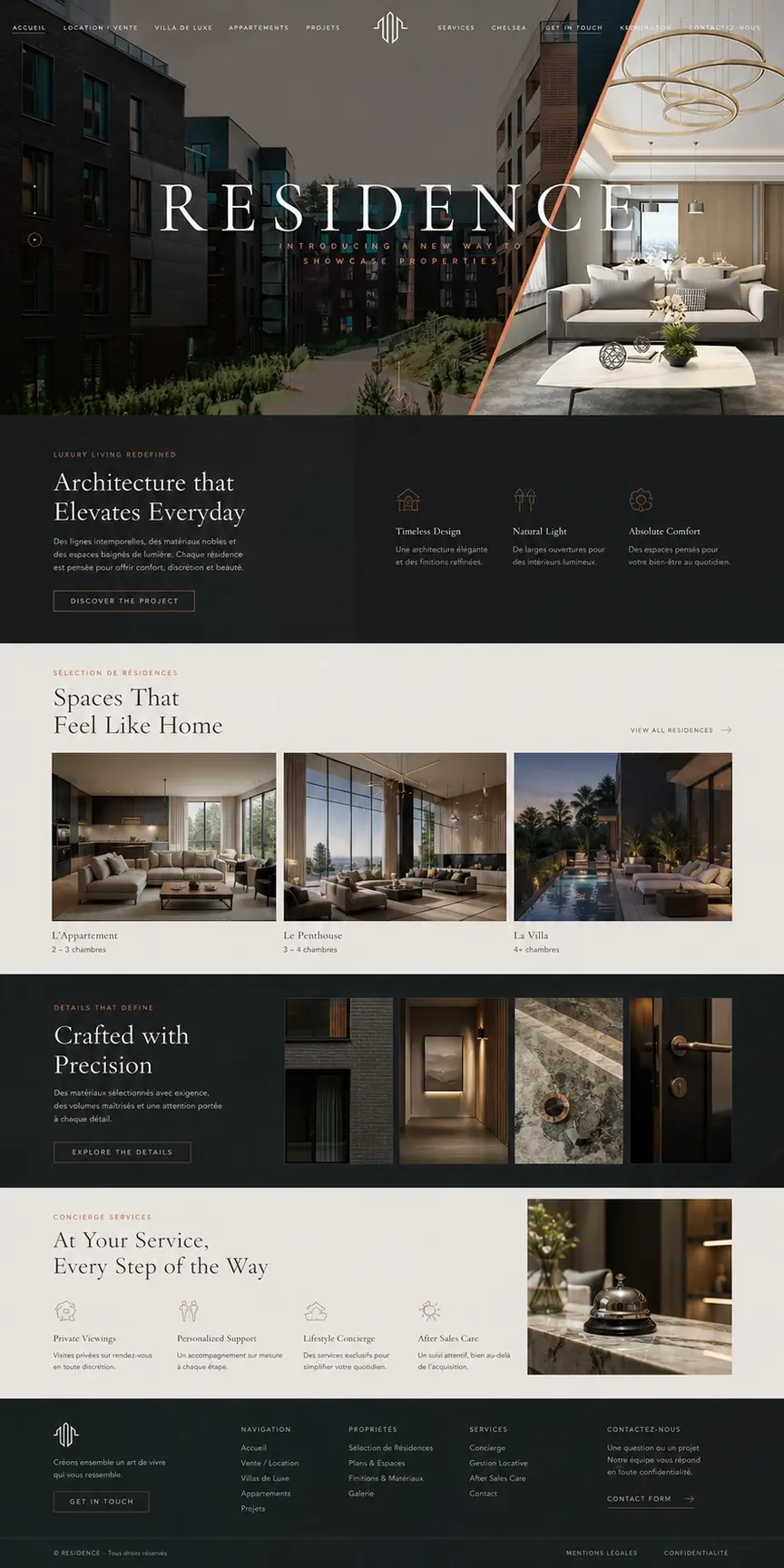 Page d’accueil de Villa de luxe, immobilier premium