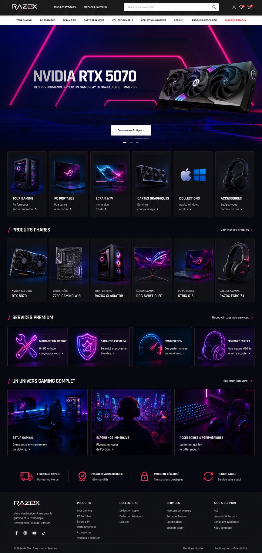 Aperçu vertical du projet Razox