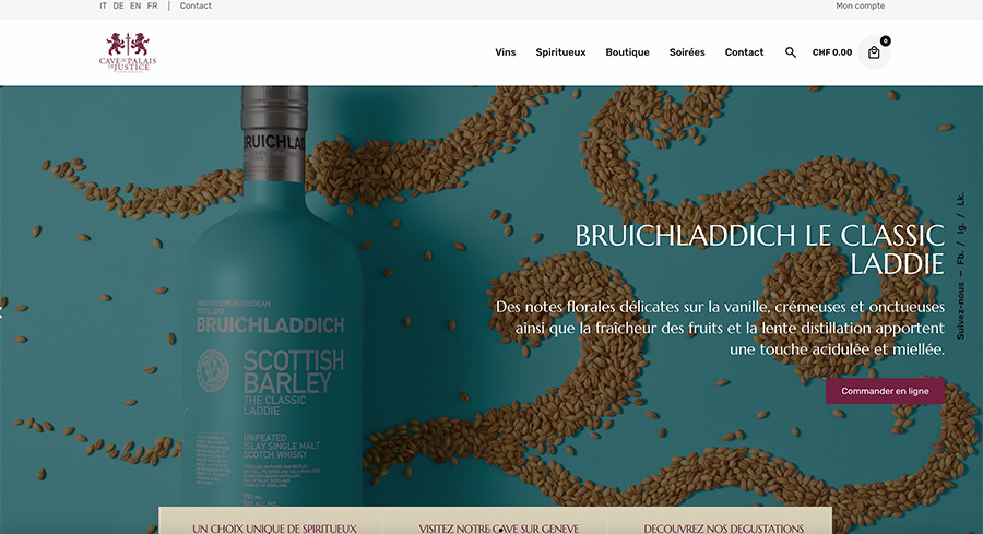 Réalisation site web Cave du Palais Genève – création web design vitrine e-commerce vins et spiritueux