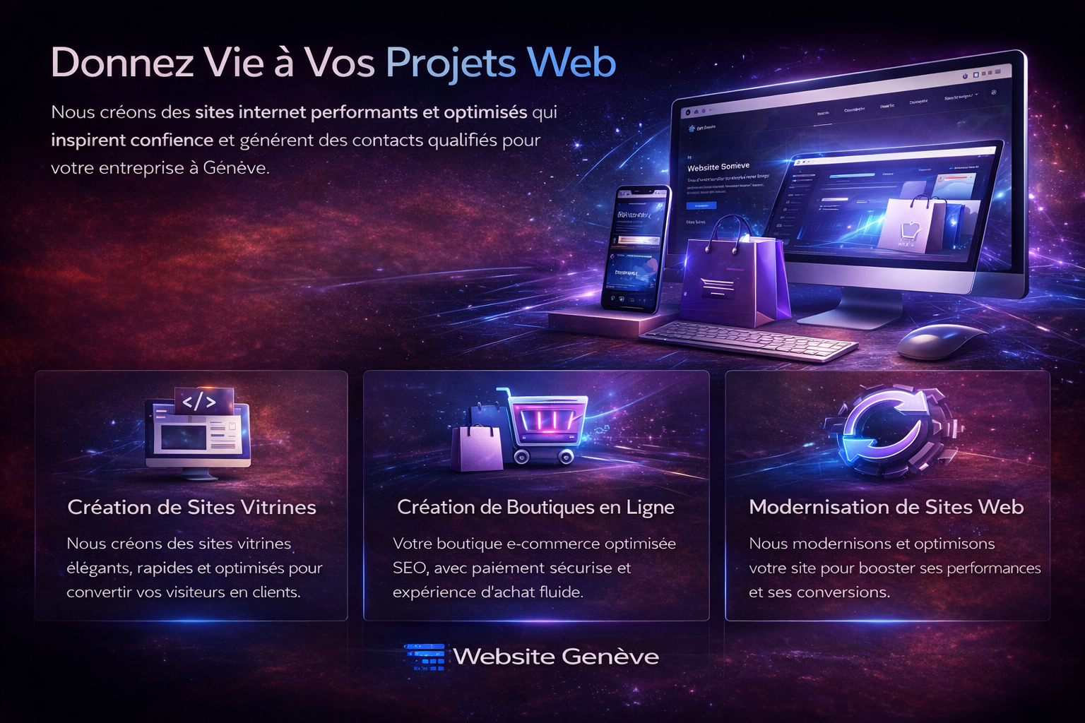 Création de site vitrine à Genève – agence web design sur mesure pour entreprises locales et PME suisses